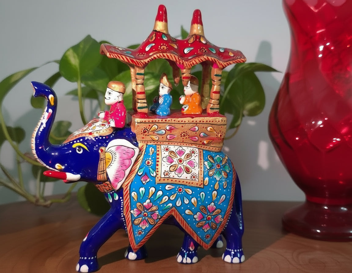 Handcrafted Meenakari  Elephant Ambabari  Statue