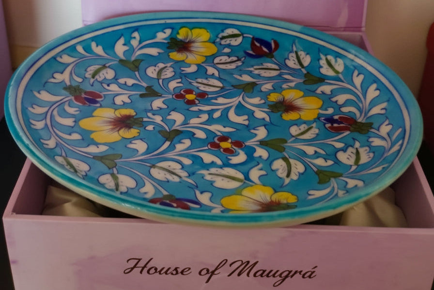 Ceramic Blue Pottery Wall Plate - 10"