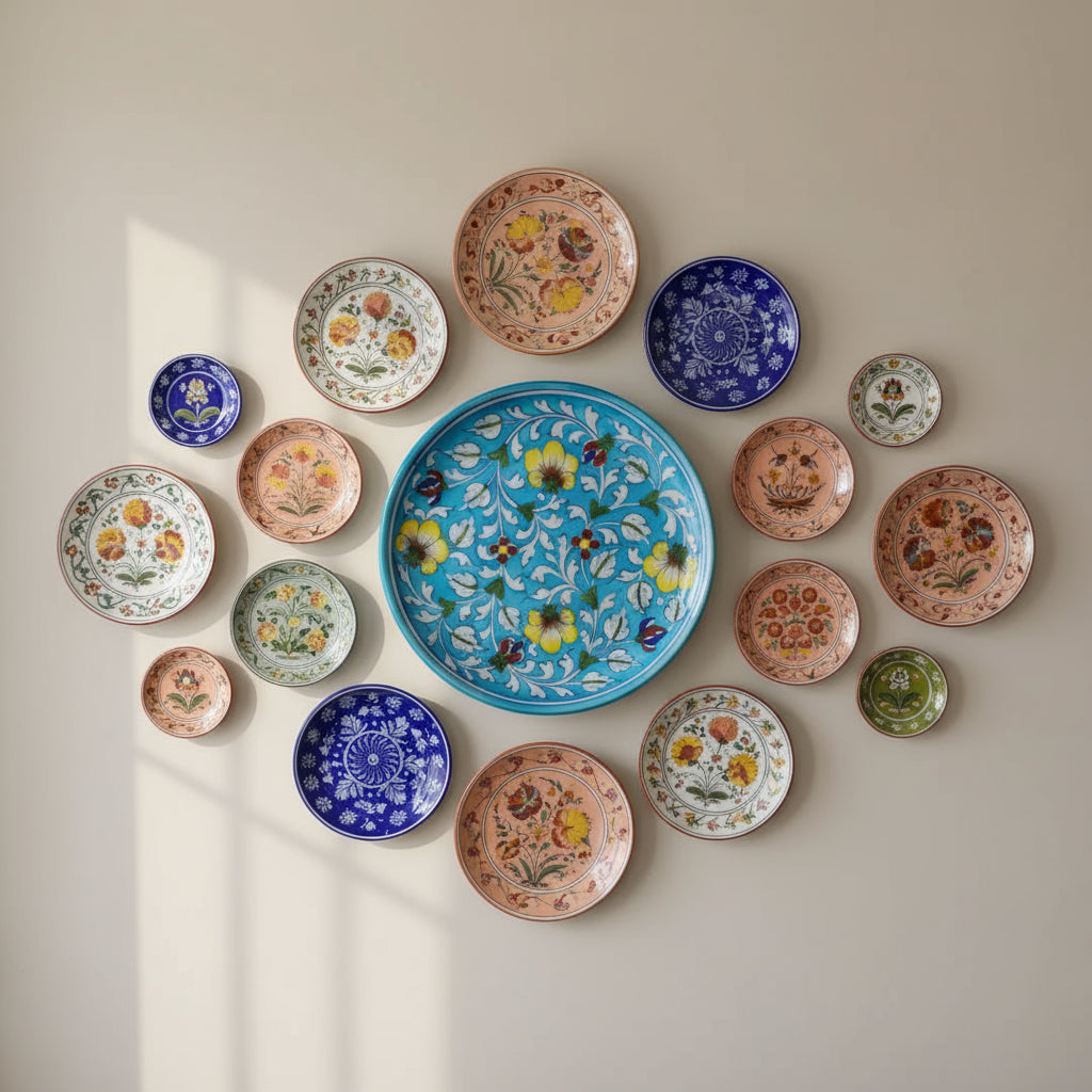 Ceramic Blue Pottery Wall Plate - 10"