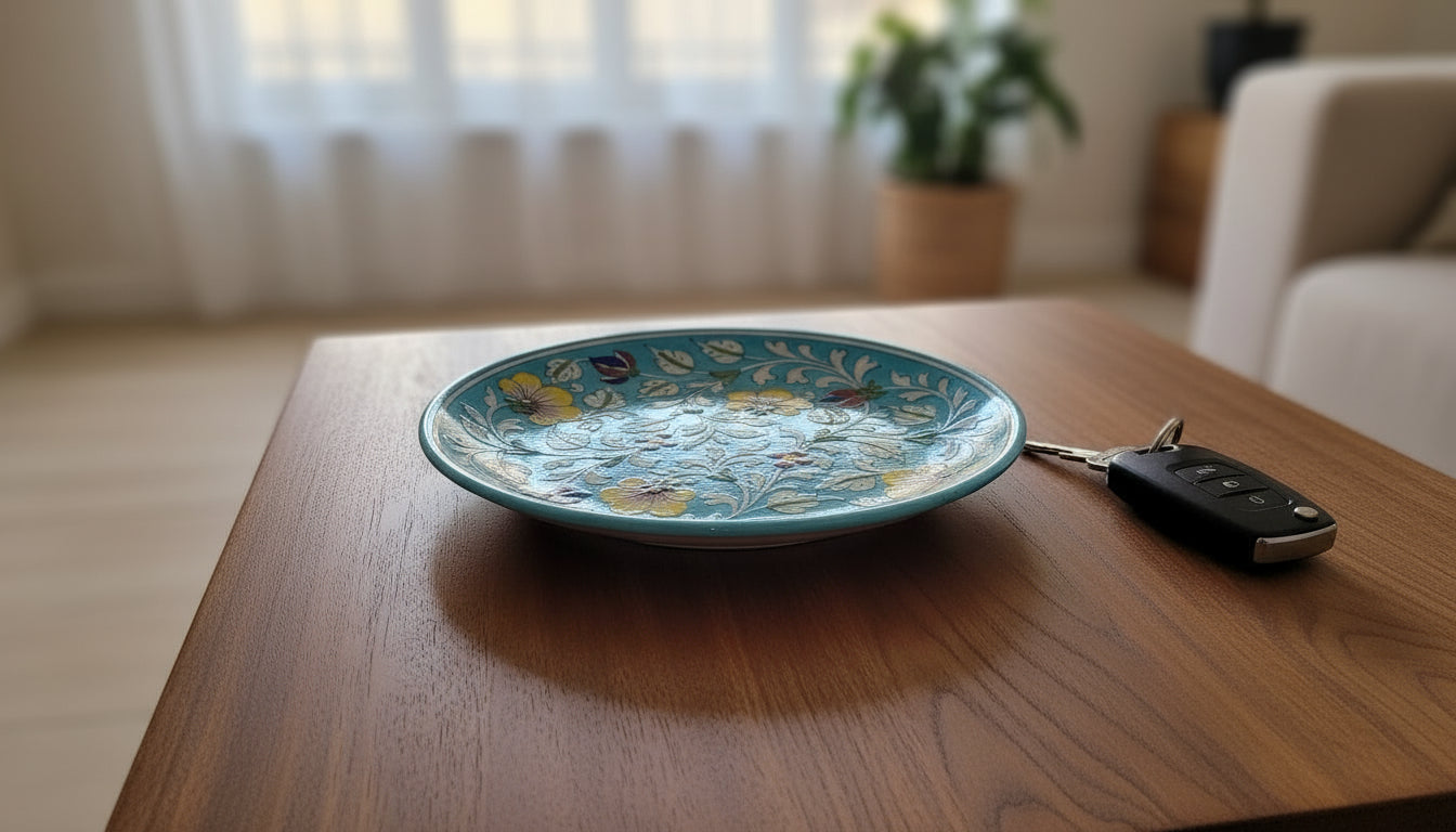 Ceramic Blue Pottery Wall Plate - 10"