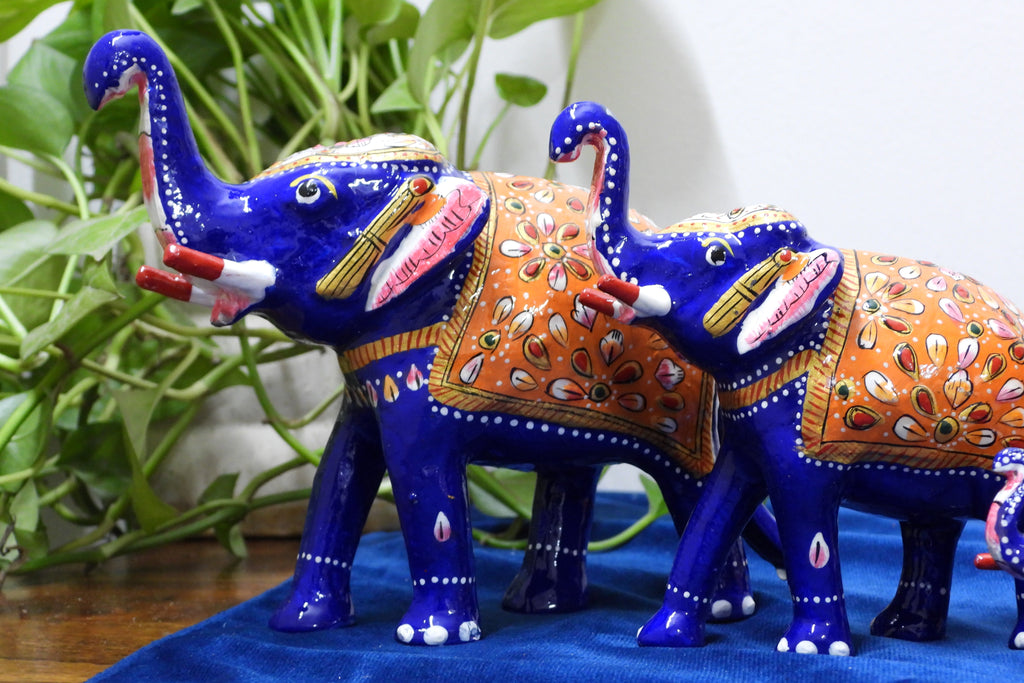 Handcrafted Meenakari  Elephant Statue set of 4