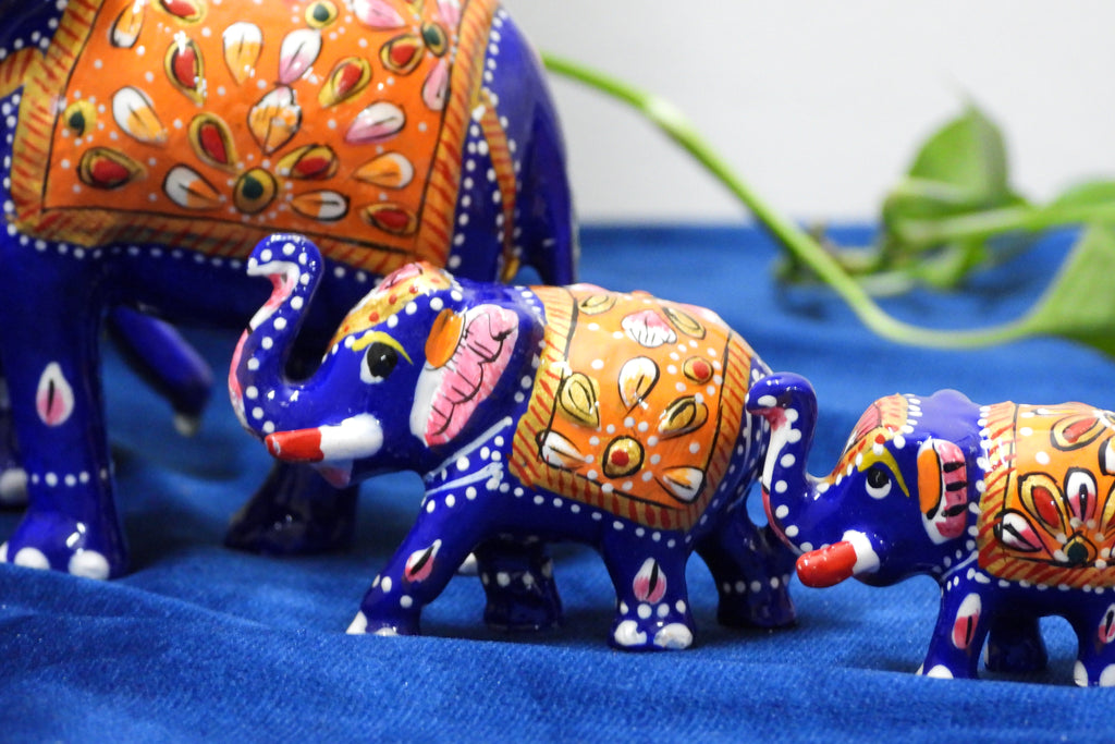 Handcrafted Meenakari  Elephant Statue set of 4